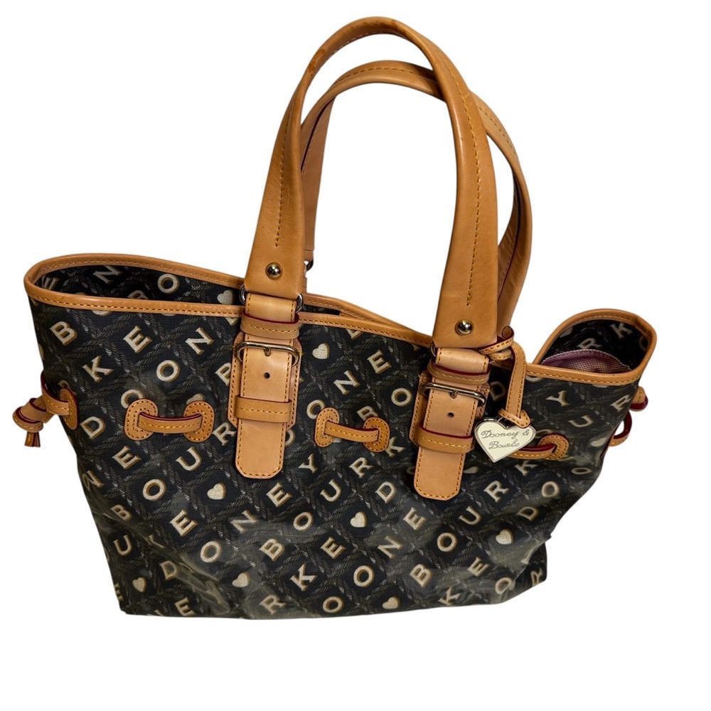 ❣️SOLD❣️Dooney & Bourke Medium  Chiara Bag Brown Tan Approx 13x9x5 8” Strap Drop - Picture 4 of 15